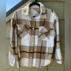 Flannel Plaid Button-Up Jacket M S